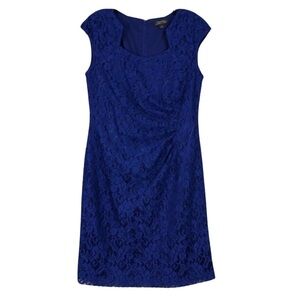 Tahari Arthur S. Levine Royal Blue Floral Lace Dress Size 8P
